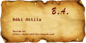 Béki Attila névjegykártya